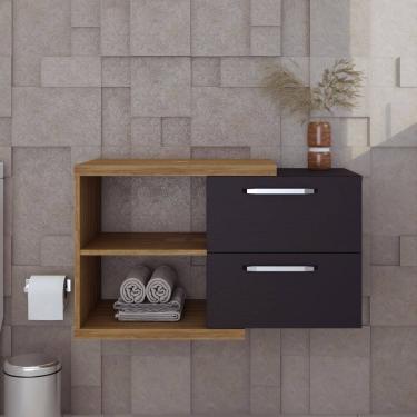 Imagem de Armario Gabinete Nexus 83 cm Lâmina Mel/Preto Ônix