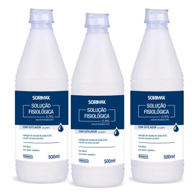 Imagem de Kit 3 Soro Fisiológico Sorimax Farmax 500ml