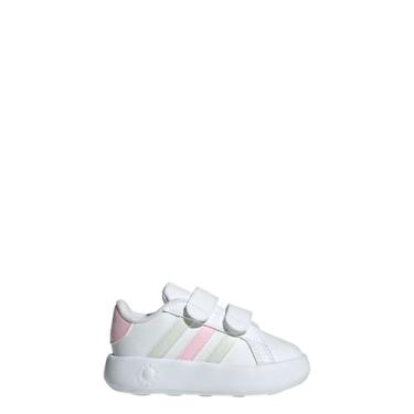 Imagem de adidas Tênis infantil unissex Grand Court 2.0 (infantil), Branco/cristal jade/rosa transparente, 21
