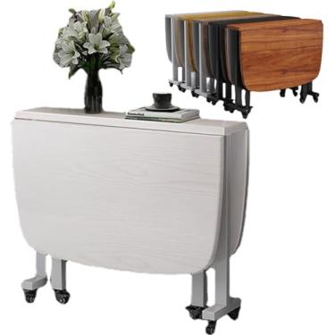 Imagem de Mesa de folhas suspensas, mesa de cozinha dobrável, mesa e cadeiras de folhas suspensas internas e externas, mesa de jantar que economiza espaço para trabalho, estudo e jantar, branca, 120 *