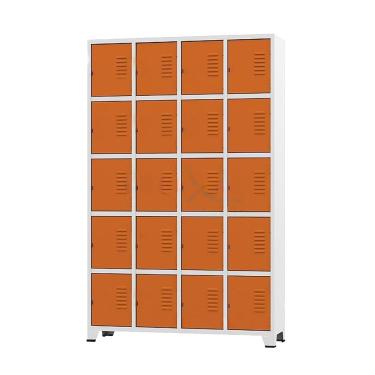 Imagem de Armário Roupeiro De Aço Para Vestiário 20 Portas Locker Laranja com Chave