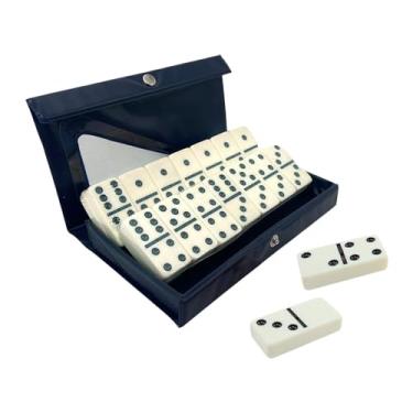 Imagem de rockible Conjunto duplo de seis dominós com estojo de armazenamento, jogos de mesa para família, jogo de tabuleiro clássico para adolescentes ao ar livre