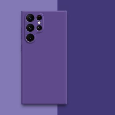 Imagem de Capa quadrada de silicone líquido para Samsung Galaxy S23 S24 Ultra S22 Plus S21 FE S20 Note 20 10 S8 9 10 Plus Protetora de tecido macio para telefone Back Cove, roxo escuro, para Samsung S21 FE