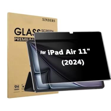 Imagem de XINDERS Protetor de tela de privacidade para iPad Air 11 polegadas 2024/iPad Air 6ª geração, vidro temperado anti-espião 9H, antiarranhões, sem bolhas, compatível com Apple Pencil, 1 pacote