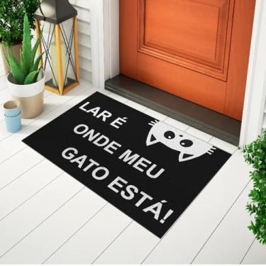 Imagem de Capacho Decorativo Porta De Entrada Tapete Divertido Estampado Frase - Lar É Onde Meu Gato Esta Ca520