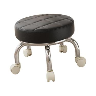 Imagem de Generic 360° Rotating Low Roller Seat Stool Banco de trabalho doméstico resistente para crianças e adultos Rodízios giratórios Polia Rodas Banco para salões, Preto
