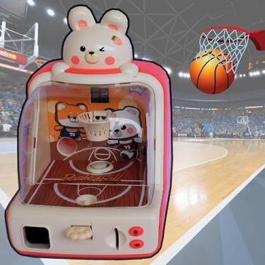 Imagem de Pinball de Mesa, Mini Máquina de Basquete Jogo de Mesa Eletrônico Placar Digital Som Fliperama Rosa, Brinquedo Jogo de Basquete Arcade de Dedo Eletrônico Som Música Luzes,Basquete Infantil,