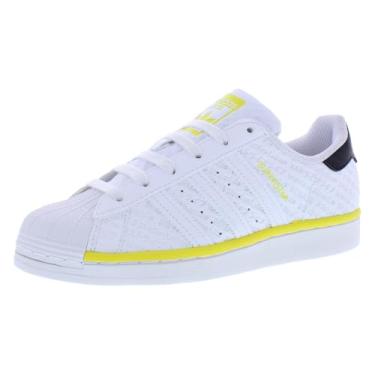 Imagem de adidas Tênis masculino Superstar El (infantil), Feixe branco amarelo, 6 Big Kid
