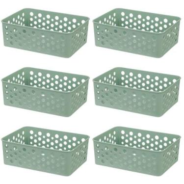 Imagem de Kit 6 Cesto Organizador Rattan Multiuso Armário Gaveta Lavanderia P (1
