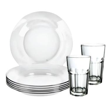 Imagem de Jogo De Pratos Fundos Aparelho De Jantar Em Vidro 12 Peças - CEDAR GLA