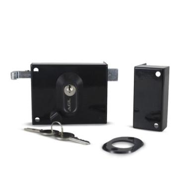 Imagem de Fechadura de Sobrepor Preta Aço Zamac Polímetro Trico Trava De Seguran
