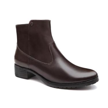Imagem de Bota Casual Feminina Couro Cano Curto Bico Redondo Lisa Leve - Fork, M