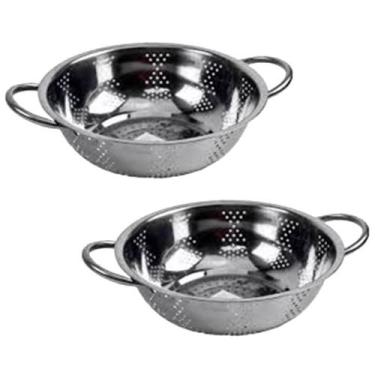 Imagem de Kit 2 Escorredor Inox Arroz Macarrão Peneira De Cozinha 25Cm - Rio Tij