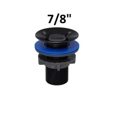 Imagem de Valvula escoamento ralo lavatorio preto com tampa blukit linha black -