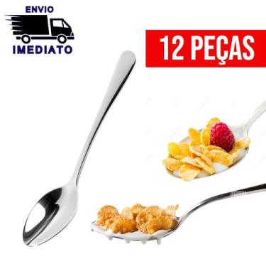Imagem de Kit 12 Colher Mesa Talheres Aço Inoxidável Jogo Talher Alta Qualidade 