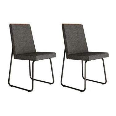 Imagem de Kit 2 Cadeiras de Cozinha Lira 1752 Aço 2 Uni Preto/Linho Grafite/Cour