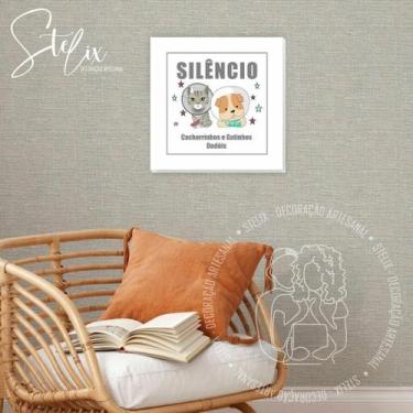 Imagem de Placa de Aviso Para Veterinária - Silêncio - Stelix, 10x10, Gatinhos e