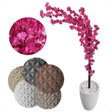 Imagem de Cerejeira Japonesa Artificial Curvada Pink Grande Vaso Decorativo - Fl