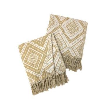 Imagem de Xale Manta para Sofá Decorativa 1,40mx1,60m Agra Bege - Love4home