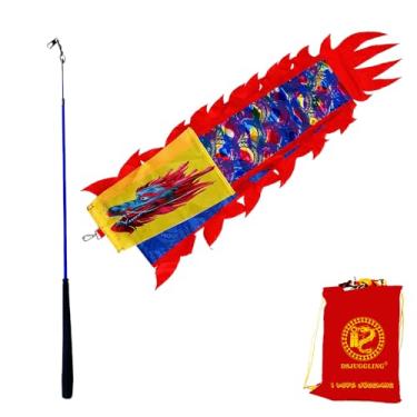 Imagem de DSJUGGLING 3 Meters (9.8 FT) Golden Scale Dragon Poi, Outdoor Flinging Fitness Dragon Dance 3D Rainbow Color Dragon Ribbon Streamer with Fiberglass Handstick + Travel Bag! (Holographic Blue)