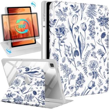 Imagem de Kidcube Capa para Samsung Galaxy Tab A7 - 26 cm para mulheres e meninas capa fólio fofa com suporte para lápis floral design bonito exclusivo suporte giratório adolescentes para Galaxy Tab A7 Capas