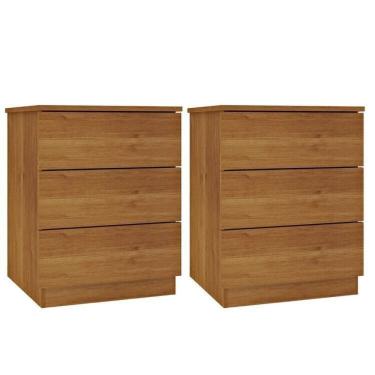 Imagem de Kit 2 Mesas de Cabeceira 3 Gavetas Veronna Cinamomo