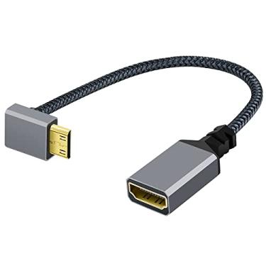 Imagem de NFHK Cabo de extensão fêmea 4K Tipo-C Mini HDMI 1.4 macho 90 graus acima angular para HDMI fêmea para câmera DV MP4 DC Laptop