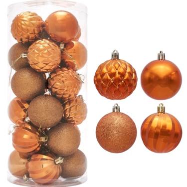 Imagem de Diahom Bola de Natal 24 ct 6 cm laranja mini enfeites de Natal para pendurar árvores, guirlanda, festa de casamento, casa, escritório, loja, decoração, bandeja, vaso, enchimento