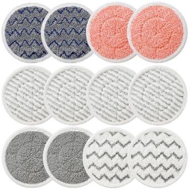 Imagem de Pacote com 12 almofadas de substituição para esfregão a vapor S7001 para Shark S7001, S8201, S7000, S7201, S7000AMZ, S7001TGT Series Steam & Scrub Pastilhas de esfregão multifuncionais, modelo de peça
