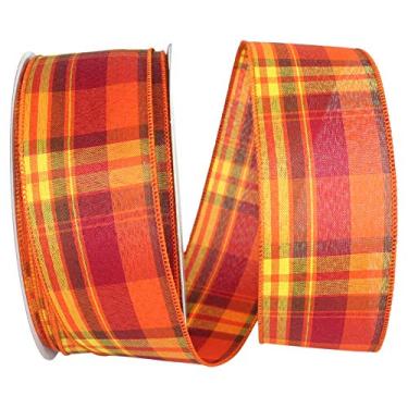 Imagem de Reliant Ribbon Tierra Fita xadrez tonal com fio, 6,35 cm x 50 metros, multi