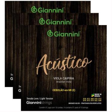 Imagem de Kit Com 03 Cordas Para Viola Caipira Giannini Cebolão Em Mi