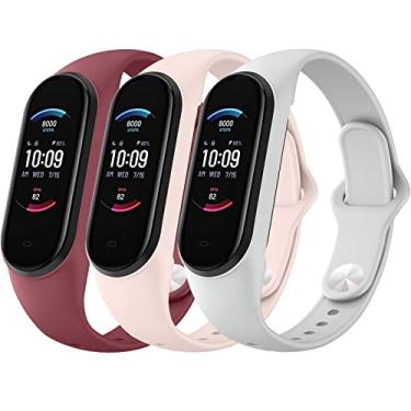 Imagem de AK Pulseiras de silicone para Xiaomi Mi Band 5/6 e Amazfit Band 5/10, pacote com 3 pulseiras macias para mulheres e homens