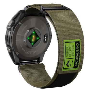 Imagem de Abanen Pulseiras de relógio masculinas esportivas militares táticas de nylon para Garmin Fenix 8 de 51 mm / epix Pro 51 mm / Instinct 3 de 50 mm / Instinct 2X / Enduro 3 / Fenix 7X / 6X/ 5X (verde