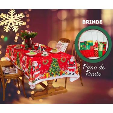 Imagem de Toalha De Mesa + Pano De Prato Para Ceia De Natal Vários Tamanhos - Ca