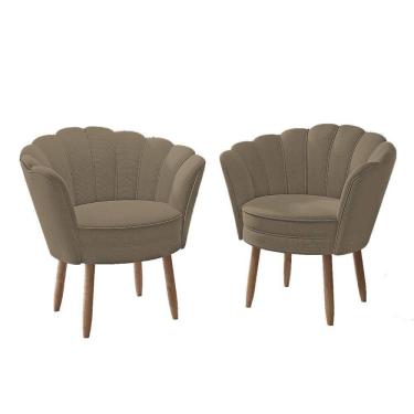 Imagem de Kit Poltronas Cadeiras Flor Confortáveis Balaqui Decor Capuccino