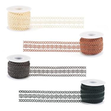 Imagem de KISSITTY Fita de corte de renda de flor de 20 metros de tecido de algodão liso acabamento decorativo cor preta marrom para roupas de casamento, acessórios de vestuário, artesanato, cortina, cobertor,