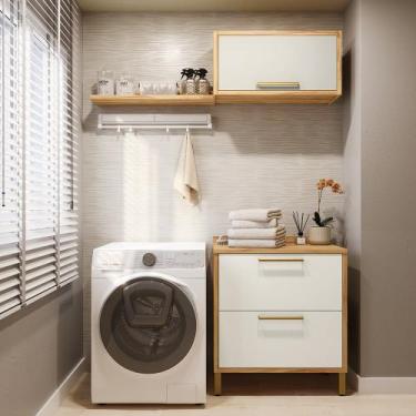 Imagem de Conjunto para Lavanderia com 3 Peças 100% Mdf Vicenza Espresso Móveis