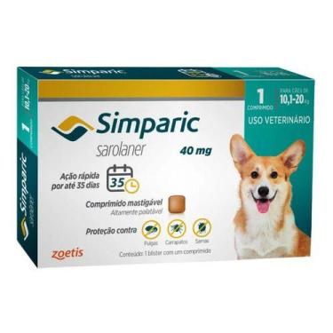 Imagem de Simparic Antipulgas Carrapatos 40mg Cães Cão 10 Á 20 Kg 1 Cp