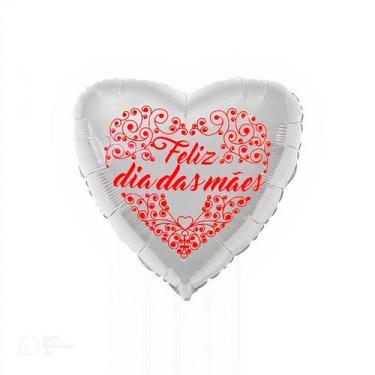 Imagem de Balão de Festa Metalizado 20" 50cm - Coração "Feliz dia das Mães'' - 1