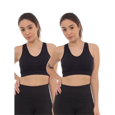 Imagem de Kit 2 Peças - Top Cropped Nadador com Bojo Removível Esportivo Academi