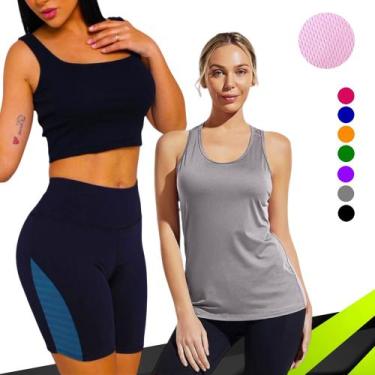 Imagem de KIT Camiseta REGATA DRY FIT Feminina + SHORT Leg Legging REDINHA Suple