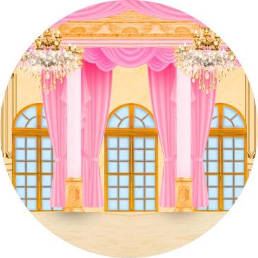 Imagem de Painel De Festa Redondo 1,50x1,50 - Castelo Realeza Rosa 006 - Via Cor