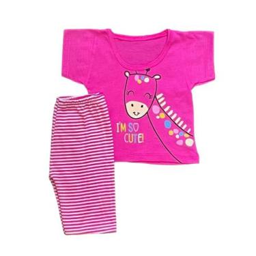 Imagem de Conjunto Infantil Bebê Menina 2 Peças - Camiseta e Bermuda Algodão - L