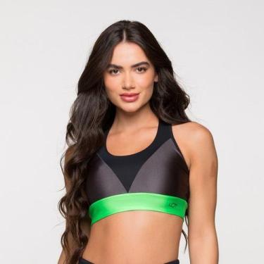 Imagem de Top Fitness Poliamida com Detalhe Verde e Chumbo Roma - LOT FITNESS CO