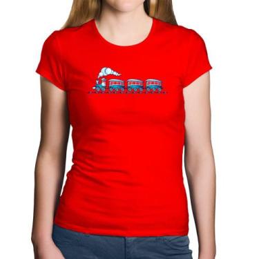 Imagem de Baby Look Algodão Trenzinho Brinquedo - Foca na Moda, Vermelho, M