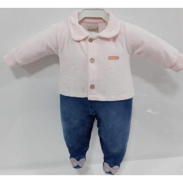 Imagem de Macacão Longo Plush Jeans Bebê Menina Inverno Katita 2370, P  ( 3 - 6 
