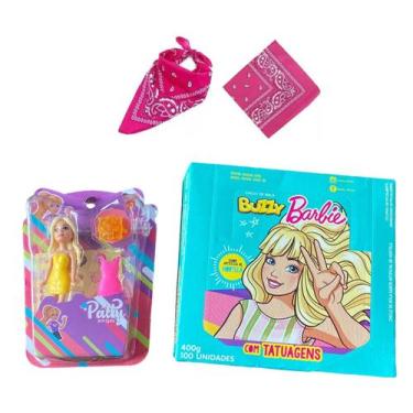 Imagem de Kit 1 caixa Chiclete Barbie c/ 100 un+ Boneca Patty + Lenço - Buzzy, t