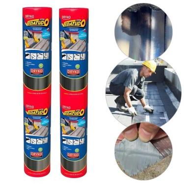 Imagem de Kit 2 Manta Asfaltica Para Telhado Calha Laje Rufo Chapa Metálica Veda