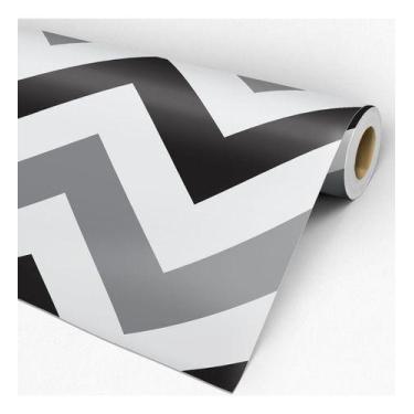 Imagem de Papel De Parede Chevron Cinza, Preto E Branco - 2,50x0,50m - DEKAL DEC