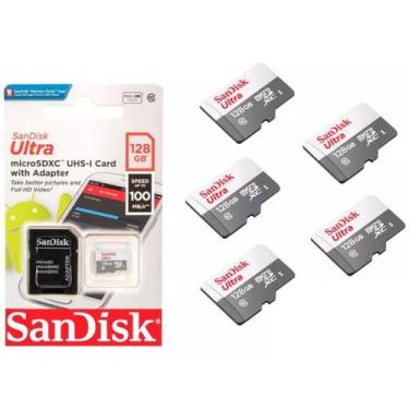 Imagem de Kit 5 Cartão Memória Micro Sd Sandisk 128gb Classe 10 Ultra